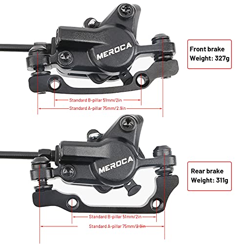 1 par de Frenos de Bicicleta hidráulicos, MTB 800/1400mm, Kit de Freno de presión de Aceite Delantero/Trasero de Bicicleta hidráulica con Rotor de Disco Flotante de 160mm