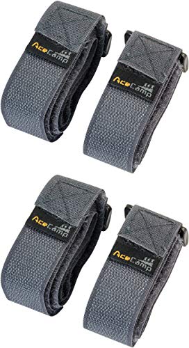 2 correas de velcro AceCamp, 2,5 cm de ancho, correa multiusos, alta sujeción, para bicicleta, exteriores, deporte, color gris, Doppelpack, 60 cm