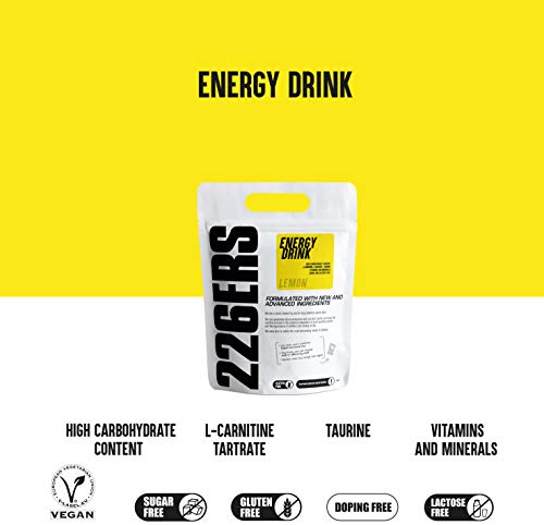 226ERS Energy Drink, Bebida Energética con Amilopectina, Taurina y L-Carnitina, Limón - 500 gr