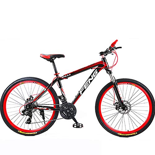 26''24 Velocidad Bicicleta De Montaña,Sostenible Acero De Alto Carbono Marco,Seguro Shimano Frenos De Disco Duales,Amortiguación De La Horquilla Delantera,Con Campana Y Bomba Y Cerradura Bicicleta Dep