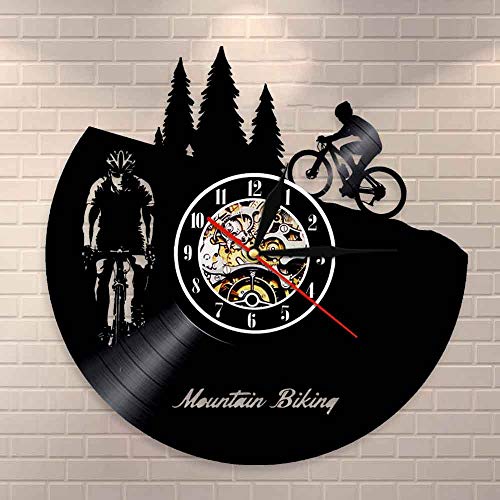 30cm Freeride Biker Deporte Vintage Decoración de pared Bicicleta de montaña Reloj de pared Disco de vinilo Reloj LP Bicicleta Ciclismo Ciclistas Reloj decorativo Regalo del día de la madre Arte d