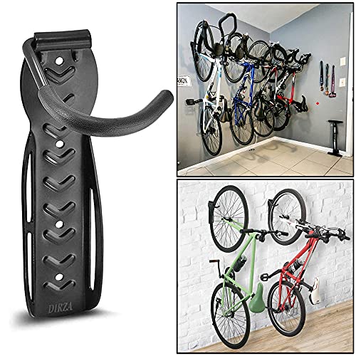 4 Unidades Gancho para Colgar Bicicleta en la Pared Paquete, Soporte de pared bicicleta gancho pared retención de montaje con tornillos -Soporta hasta 30 kg cada uno - Negro