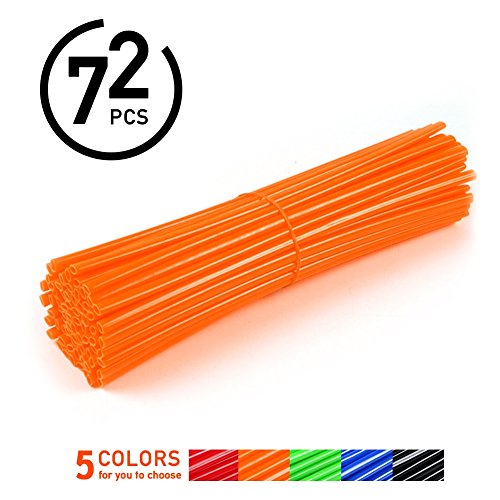 72Pcs Spoke Skins Cubierta del Radio de Rueda de Motocicleta para Motocross Bicis de la Suciedad - Tubo de Cubierta para Rayo Llantas 5 Colores (Color : Naranja)