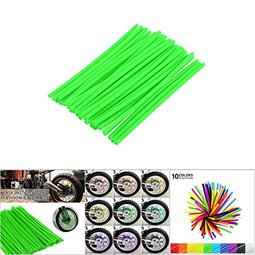 72Pcs Spoke Skins - Cubiertas Fundas de Radio de Rueda para Motocross Bicicletas de Suciedad - 10 Colores (Color : Verde)