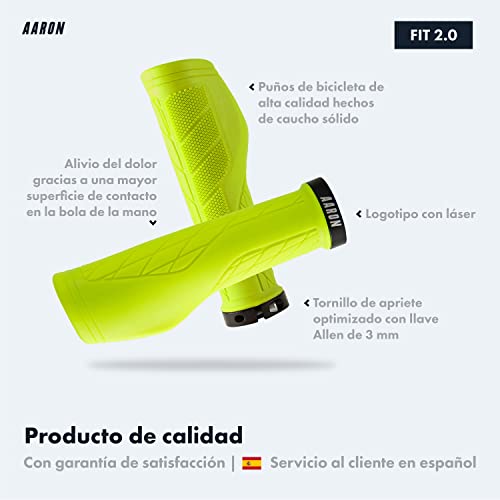 AARON Fit puños de Bicicleta Acolchados de Gel, puños Deportivos Antideslizantes, puños para Bicicletas eléctricas, Bicicleta de Trekking, Bicicleta de montaña, Bicicleta de Cross, fijación, Amarillo