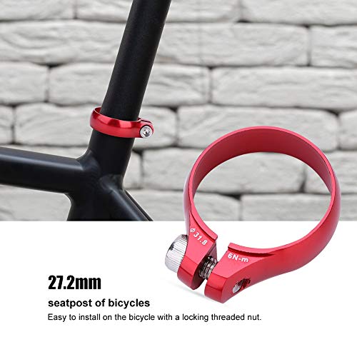 Abrazadera de bicicleta, 2 colores Buen acabado Rígido Duradero Robusto Ligero Bicicleta Abrazadera de perno de bicicleta 31.8 mm para 27.2 Tija de sillín Bicicletas de montaña súper ligeras(rojo)