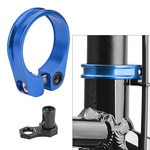 Abrazadera de la tija del sillín de la bicicleta, Clip del tubo del asiento de la bicicleta Aleación de aluminio Abrazadera de cierre rápido Asiento Bloqueo para 31.8 mm Mountain Road Bike Tube(Azul)