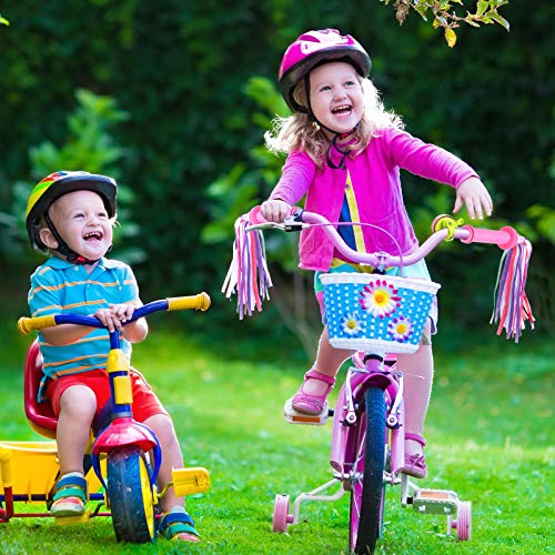 Accesorios de Decoraciones de Bicicleta de Niños, Incluyen Serpentinas de Bicicleta, Campana de Bicicleta de Flor, Radios de Rueda de Bicicleta de Colores y Puños de Manillar de Bicicleta para Chicas