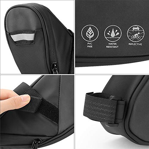 Achort Bolsa de Sillín de Bicicleta Alforjas Asiento Trasero Impermeable 1.5L para Bicicletas de montaña de Carrera teléfonos Negro