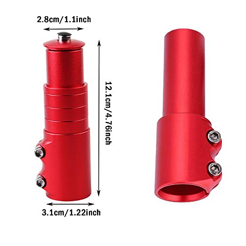 Adaptador Elevador Manillar, Extensor de Vástago de Bicicleta, Ajustable Ligero Aleación de Aluminio Extensor de Potencia de Horquilla de Bicicleta para Bicicleta de Montaña, BMX (Rojo)