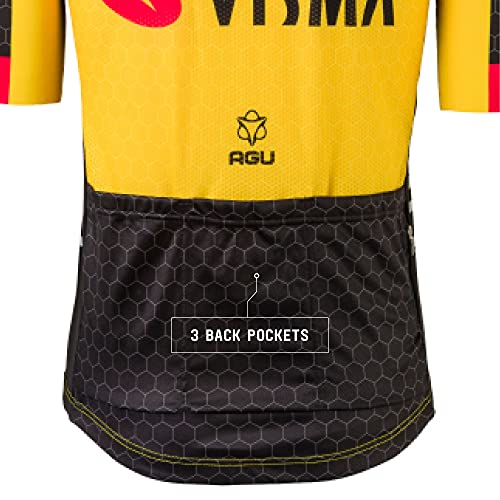 AGU Replica Team Jumbo Visma 2021 Hombre, Maillot Ciclismo Hombre Verano, Ropa de Ciclismo Oficial del Equipo de Ciclismo Profesional Jumbo Visma - Amarillo - M