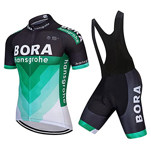 AioTio Conjunto de Ropa Ciclismo Hombre Verano Maillot Ciclismo Mangas Cortas y Tirantes Culotte Pantalones Cortos con 3D Gel Acolchado para MTB Bicicleta Equipacion Ciclismo(Verde, S)