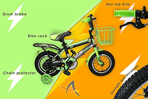 Airel Bicicletas Infantiles para Niños y Niñas | Bici con Ruedines y Cesta | Bicicletas 12, 16, 18 y 20 Pulgadas | Bicicletas niños 3-11 años (Negro-Verde, 20)