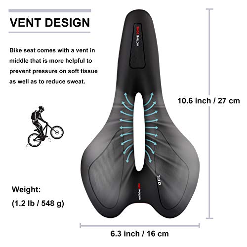 Aishces Sillín de bicicleta de gel MTB, ergonómico, hueco, cómodo, transpirable, adecuado para hombre y mujer, sillín de bicicleta de carreras