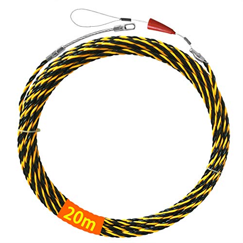 Akuoly Guia Pasacables Alambre Retráctil en Espiral de 20M, de Poliéster Trenzado de 3 Capas Diámetro 6.0mm, con Muelle de Guía, ideal para Colocación de Cables