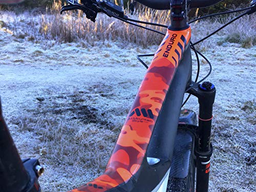 All Mountain Style AMSFG2CLCM Protector de Cuadro Extra – Protege tu Bicicleta de posibles arañazos y Golpes, Unisex Adulto, Transparente/Camo, XL