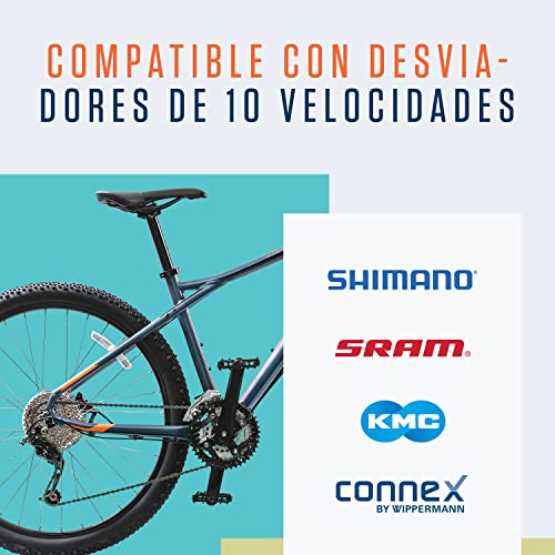 Alphatrail Cadena de Bicicleta Parker 10 Velocidades 116 Eslabones I Compatible con Shimano, SRAM, KMC, Connex, Campagnolo I Incl. Cierre de Cadena