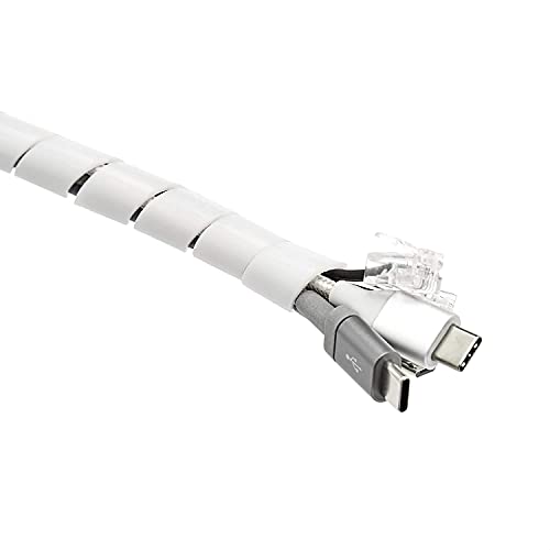 AmazonCommercial - Organizador de cable en espiral, 2,5 m, blanco