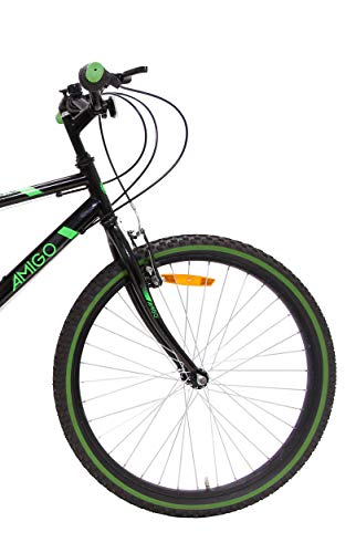 Amigo Rock - Bicicleta de montaña para niños y niñas - 24 pulgadas - Shimano 18 velocidades - apto a partir de 135 cm - con freno de mano, freno de disco y soporte - negro/verde