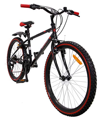 AMIGO Rock VVT - 24 pulgadas, 18 velocidades Shimano Mountainbike, color negro y rojo