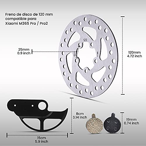 ANSENI Discos de Freno,Protector Discos de Freno,Pastillas de Freno Compatible para Patinete Electrico Xiaomi Mijia M365 Pro,1S,Pro2,Piezas de Recambios Xiaomi Scooter Eléctrico(Disco de Freno 120MM)