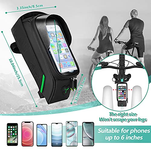 Aolfay Bolsa Bicicleta Cuadro Impermeable, Bolsa Manillar Sillin MTB con Pantalla Táctil TPU y Visera Solar, Porta Movil Bici para Movil Dentro de 6,0 Pulgadas, Accesorios Bici Montaña