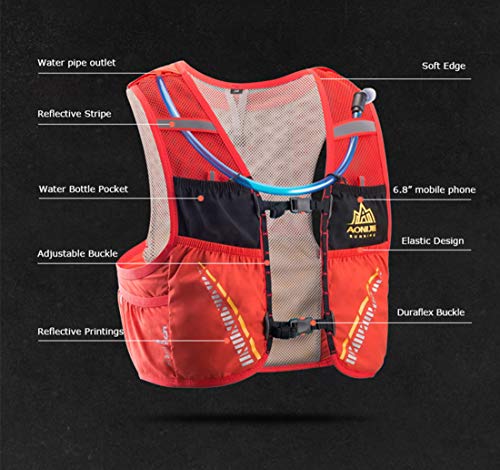 AONIJIE 5L Hombre Mujer Ligero Mochila de hidratación Superior Chaleco para Trail Running Ciclismo Marathoner Profesional (Negro -M/L)