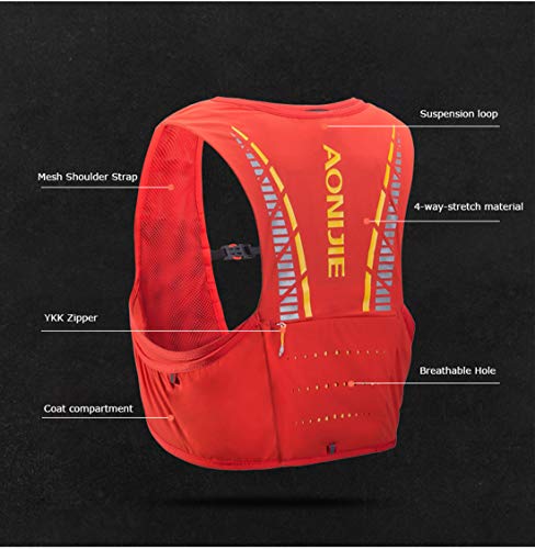 AONIJIE 5L Hombre Mujer Ligero Mochila de hidratación Superior Chaleco para Trail Running Ciclismo Marathoner Profesional (Negro -M/L)