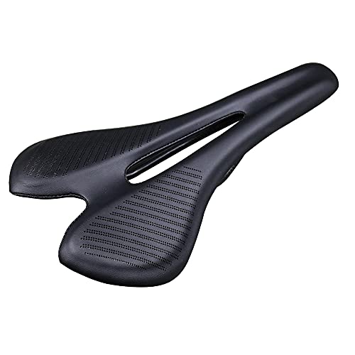 AOZAX Sillín de Bicicleta Líderes de Fibra de Carbono MTB MTB Use 3K T800 Material de Carbono Almohadillas Súper luz Cojines de Cuero Paseo Asiento de Bicicleta Cómodo y Estable (Color : Black)