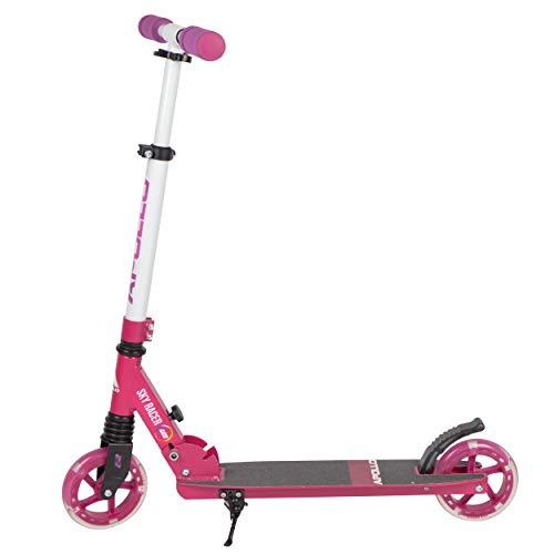 Apollo Scooter LED - Skyracer con Ruedas LED 145 mm City Scooter con suspensión, City Roller Plegable y Ajustable en Altura, Kick Scooter para niños y Adolescentes