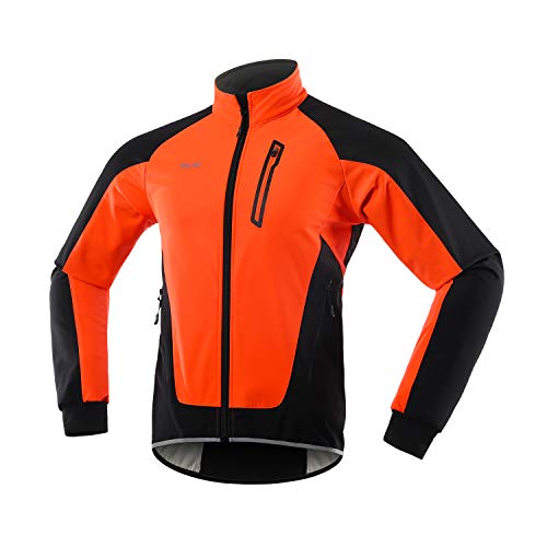 ARSUXEO Chaqueta Ciclismo Hombre Invierno Polar Térmico Softshell MTB Ropa de motorista 20B naranja XL