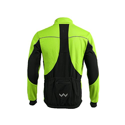 ARSUXEO Chaqueta de ciclismo Chaqueta térmica de invierno MTB para hombre Abrigo softshell para impermeable y resistente al viento 16H verde L