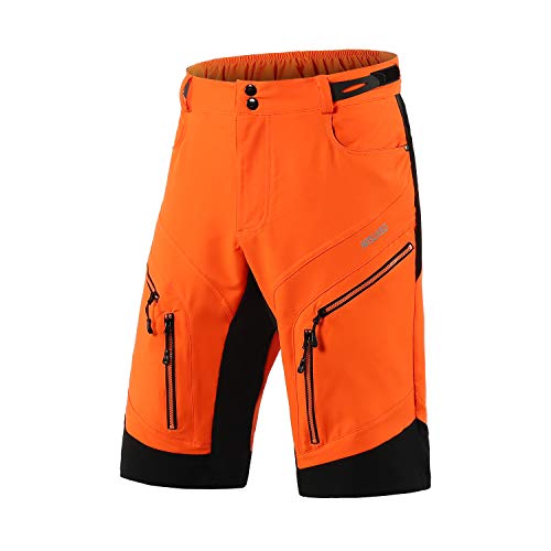 ARSUXEO Hombres Pantalones Cortos de Ciclista MTB Pantalones Cortos Holgados 1903 Naranja XXL