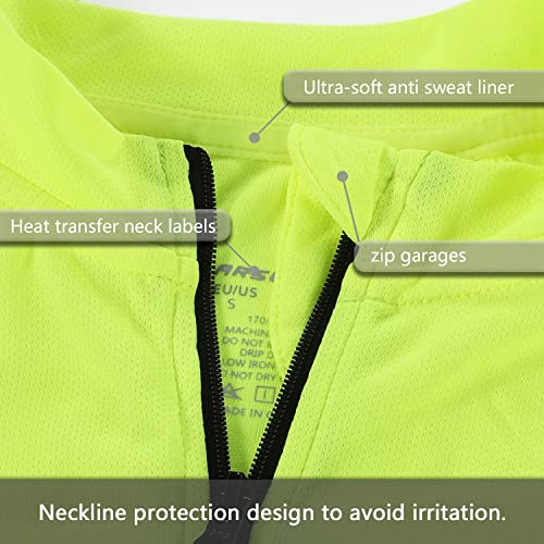 ARSUXEO Maillot de Ciclismo para Hombre Camisa de Manga Larga con Cremallera Completa y Bolsillos 6030 Verde S