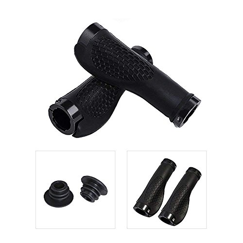 ASEOK Bike Hand Grips, MTB Grips Manillares Bloqueables Mountain Bike Manillares Ciclismo TPR Goma Manillar Grip para Ciclismo, montaña y Bicicletas Accesorios 1 par (Negro)