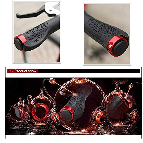 ASEOK Bike Hand Grips, MTB Grips Manillares Bloqueables Mountain Bike Manillares Ciclismo TPR Goma Manillar Grip para Ciclismo, montaña y Bicicletas Accesorios 1 par (Rojo)