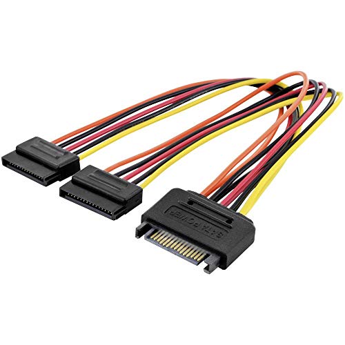 ASSMANN Electronic AK-430405-003-M Cable de alimentación Interna 0,3 m - Cables de alimentación Interna (0,3 m, 2 x SATA de 15 Pines, SATA de 15 Pines, Macho/Hembra, Derecho, Derecho)