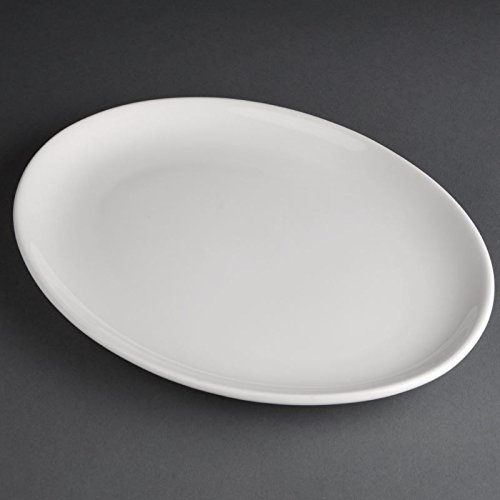 Athena hotelware cc211 Oval cupé platos, 254 mm x 178 mm, blanco (Pack de 12)