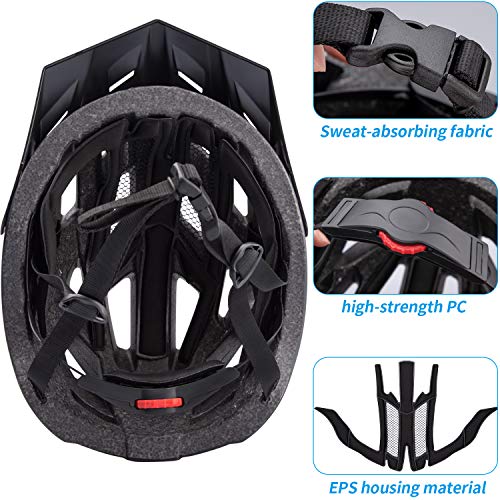 Automoness Casco Bicicleta con Luz LED,Casco Bici con CE Certifiacdo,Ajustable Deporte Cascos Bici Bicicleta Camino Mountain Biking Motocicleta Hombres Mujeres Adultos Casco