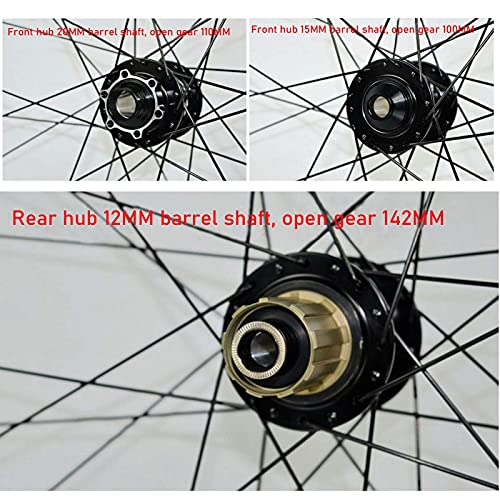 AWJ Ruedas de Ciclismo, Ruedas traseras de 26/27.5/29 '' Frenos de Disco de llanta MTB de Doble Pared Eje de Barril de 12 / 15MM Volante de inercia de 7/8/9/10/11 velocidades