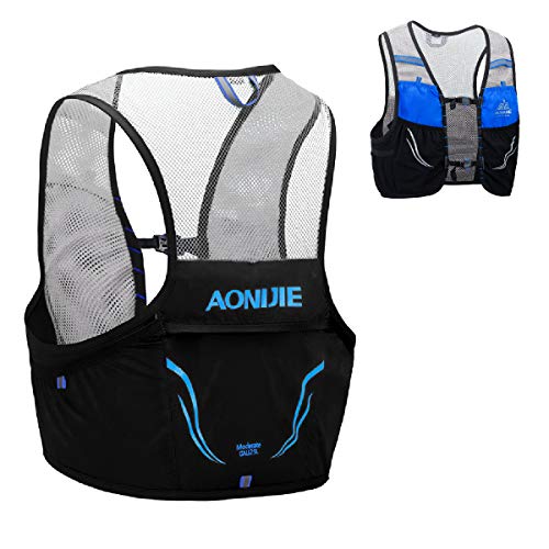 Azarxis Mochila de Hidratación Trail Running 2,5L Ligera Chaleco Ciclismo con Botella de Agua para Senderismo Escalada Corriente (Azul & Negro - Solo Mochila, M/L (83,5-92,5 cm))