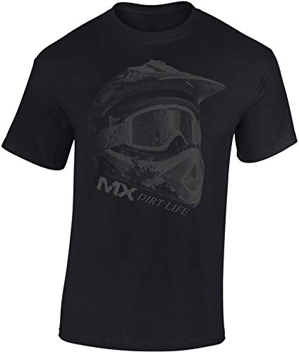 Baddery Camiseta: MX Dirt Life - Regalo Motero-s - T-Shirt Biker Hombre-s y Mujer-es - Motocicleta - Bike - Moto-Cross - Moto - Moto-X- Motociclismo - Downhill - Casco - Freestyle - Diabolo (XL)