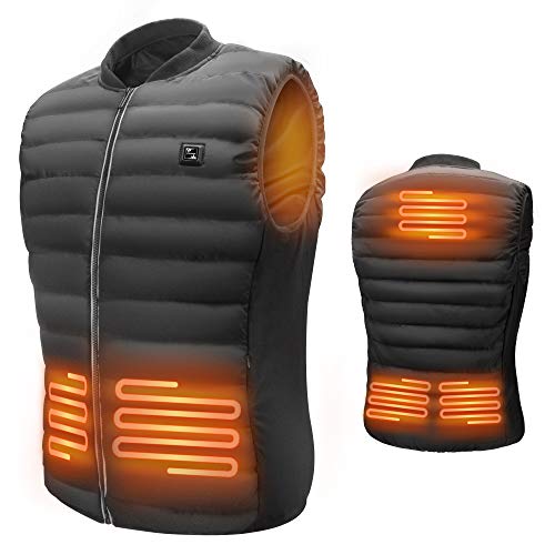 Barrjee Chaleco Térmico Electrico para Hombre, Chaleco Calefactable Eléctrico USB con Temperatura Ajustable, Chaqueta Invierno Lavable para Camping Senderismo Esquí Pesca(Batería No) (Gris, xl)