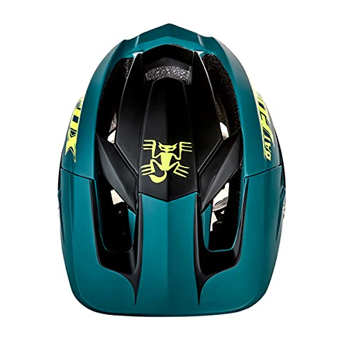 BAT FOX Casco de Ciclismo General para Hombres y Mujeres Adultos, Casco de Bicicleta de Montaña de Tamaño Ajustable de 56-62 cm con Visera Solar Desmontable (Verde Oscuro)