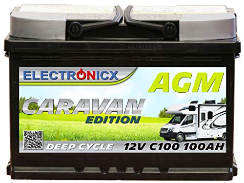 Batería AGM 12v 100Ah Electronicx Caravan Edition batería solar 12v acumulador 12v baterías solares suministro batería 12v agm batería caravana camper gel batería 12v 100ah acumulador solar mover