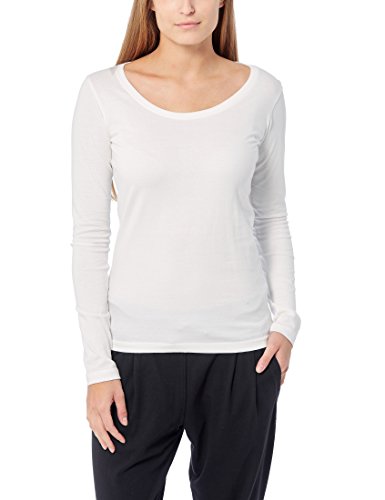 Berydale Camiseta de manga larga con cuello redondo de 100 % algodón, Mujeres, Negro / Blanco / Gris (paquete de 3), S