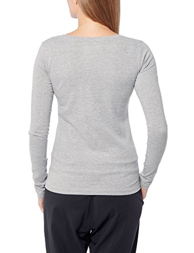 Berydale Camiseta de manga larga con cuello redondo de 100 % algodón, Mujeres, Negro / Blanco / Gris (paquete de 3), S