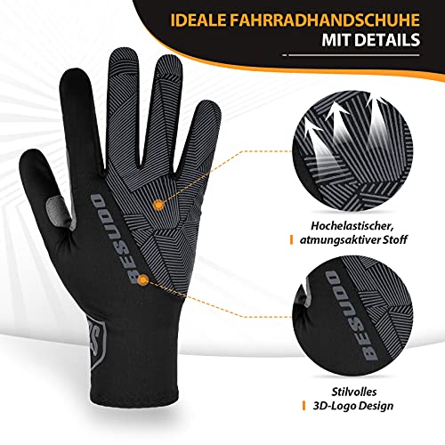 Besudo Guantes de ciclismo MTB para hombre y mujer, dedos completos, para bicicleta de carretera, mountain bike, motocross, Downhill, guantes largos, de gel, ideal como accesorio de bicicleta