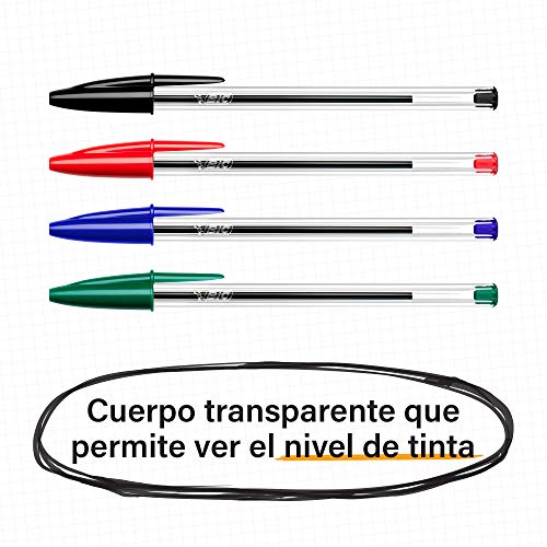 BIC Cristal, Bolsa de boligrafos, Óptimo para Uso de Oficina, Casa y Escolar, Pack de 10 Unidades, Multicolor