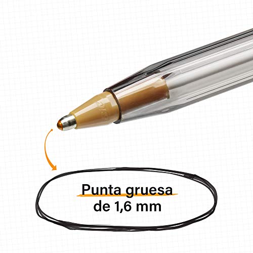 BIC Cristal Fun - Bolígrafos de punta ancha (1.6 mm), Caja de 20 unidades, color morado, rosa, verde lima y turquesa